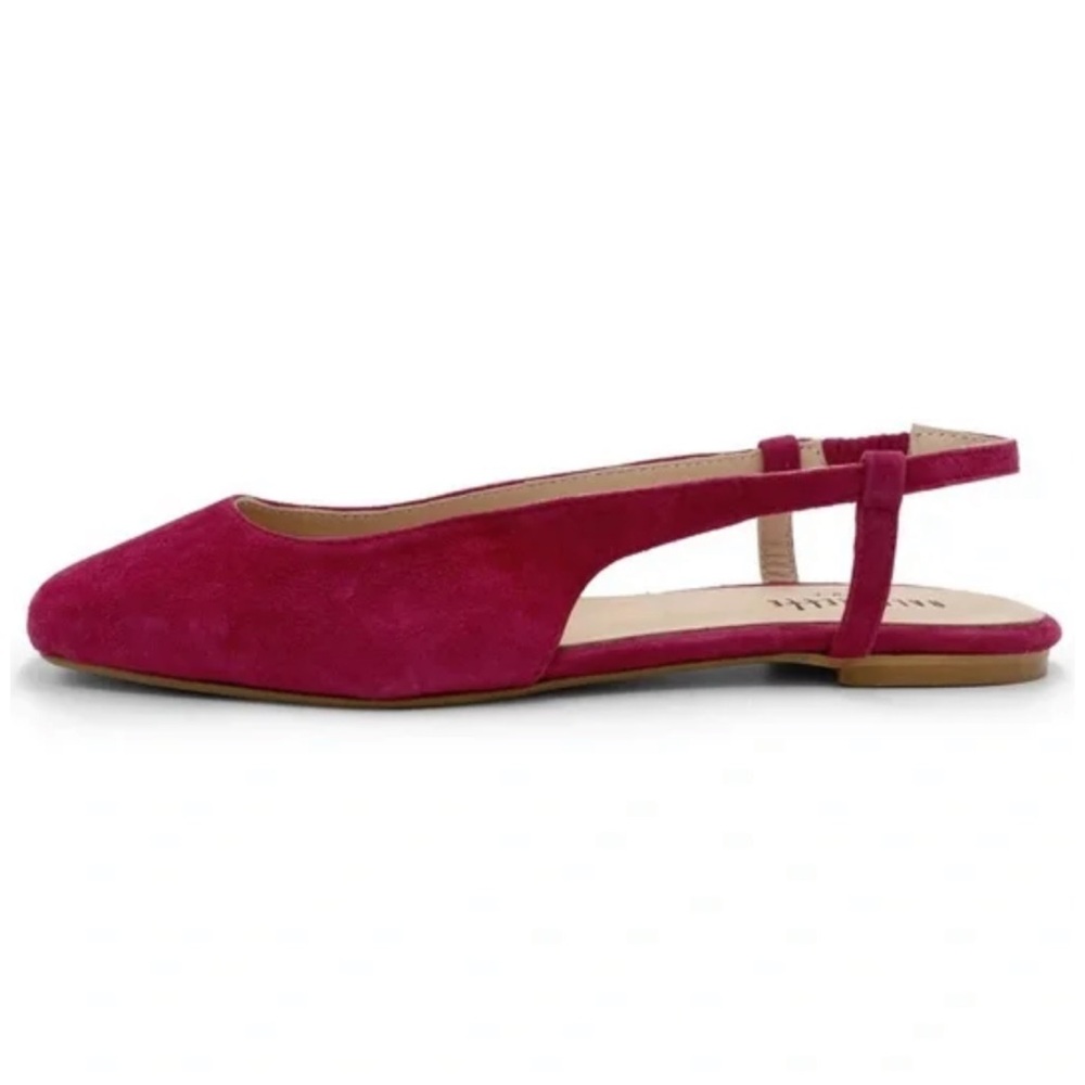 BALLERETTE • Fuchsia Suede Square Toe Slingback Ballet Flats Made In Italy - Picture 2 of 7
